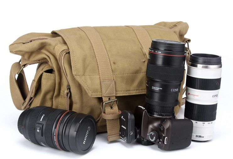 NV-F1 Khaki Canvas Camera Shoulder Bag